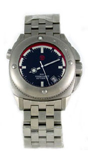 ENZO MECHANA EMV PROFESSIONAL 1000 METER BLACK/RED DIVE WATCH.