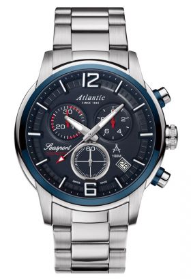 Atlantic Seasport Dark Blue Dial Sport Chronograph Watch 87466.47.55