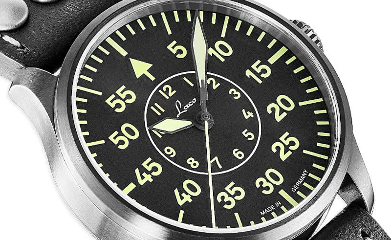 Laco Orologio Da Pilota Bielefeld 39 Made In Germany - Automatico, 39mm, Cassa PVD Nero, Vetro Zaffiro, Superluminova C3